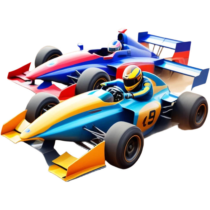A sleek racing car and motorcycle speeding on a track, leaving a trail of dust behind. The scene captures the thrill of high-speed competition, with blurred motion and vibrant colors, highlighting the dynamic energy of motorsport. emoji