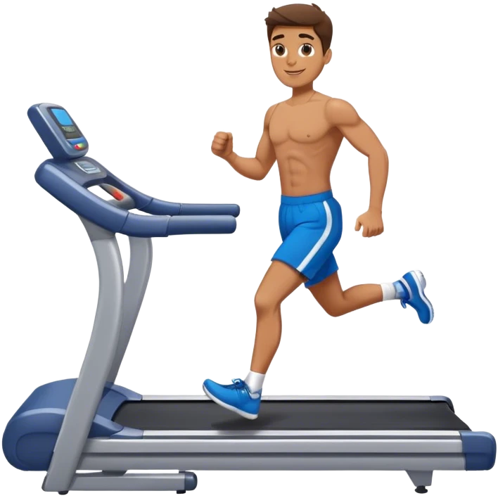 fit guy in blue shorts Treadmill emoji