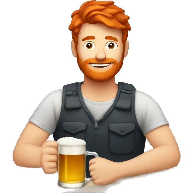 guy drinking beer with red hair emoji
