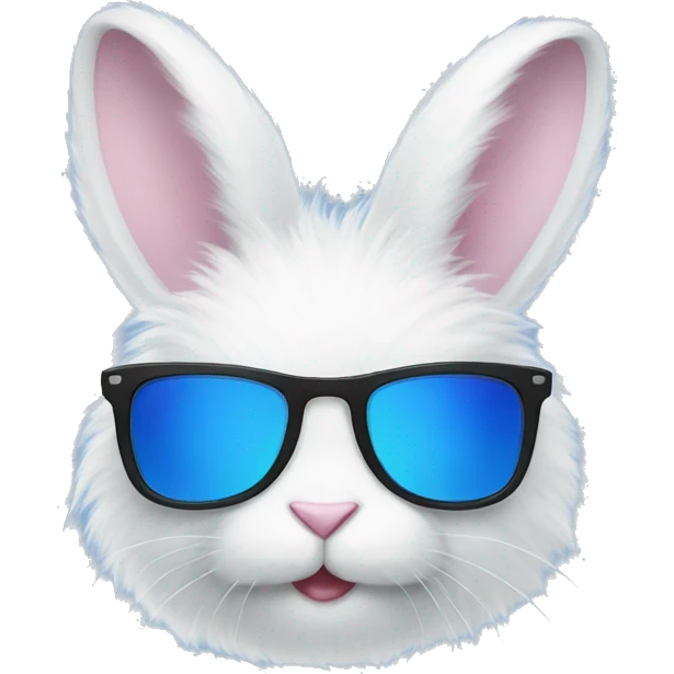 Very fluffy rabbit with blue sunglasses emoji