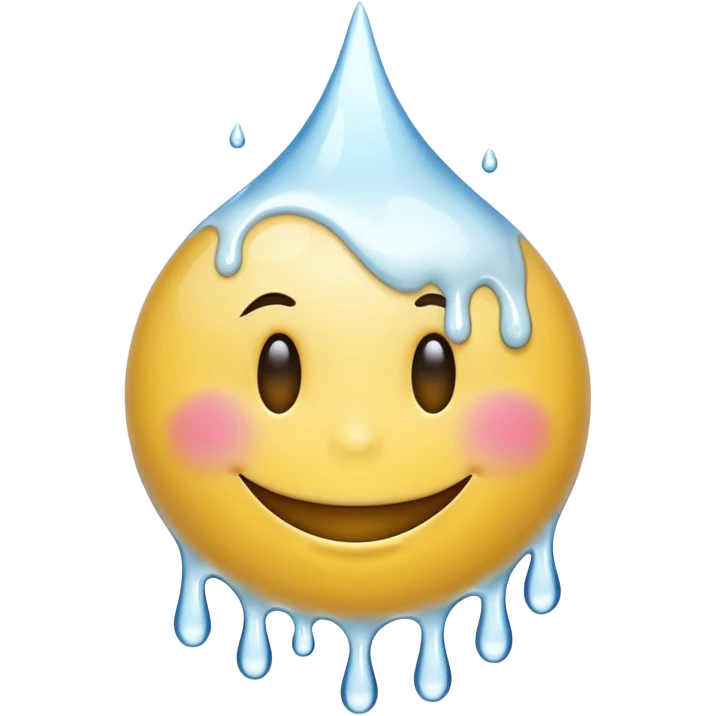 a smiley face with dripping white liquid on it emoji
