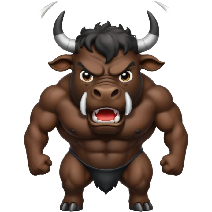 Emoji of an angry black powerful bull with steam coming out of its nose emoji