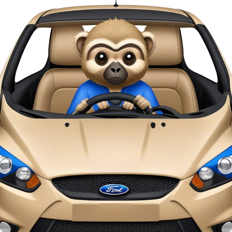 Gibbon driving a blue ford focus RS emoji