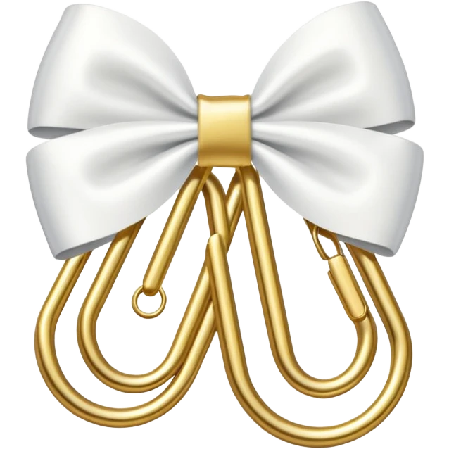 one gold paper clip with one small white bow in the middle emoji