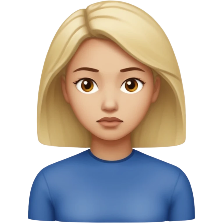 문제에 대해서 심각하게 고민하고 있는 여자. 상반신까지만 만들어줘. 배경은 투명하게 emoji