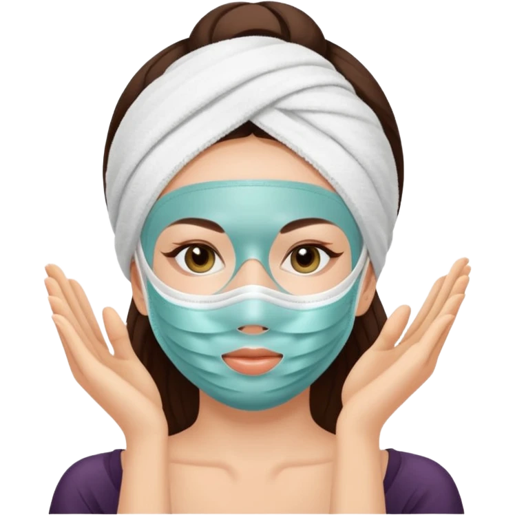 Lady with face mask spa beauty full face relaxing emoji