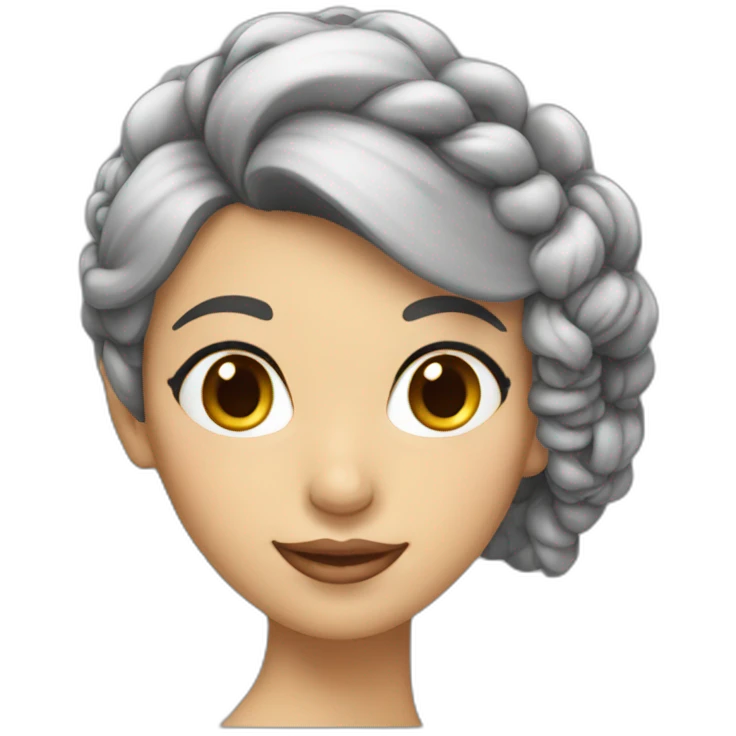 femme cheveux gris chignon emoji