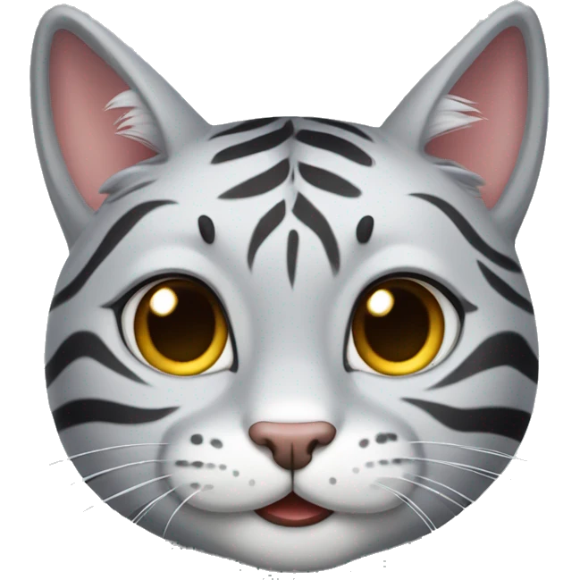 Grey Tiger cat smiling  emoji