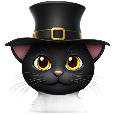 Black cat with a collar and hat emoji