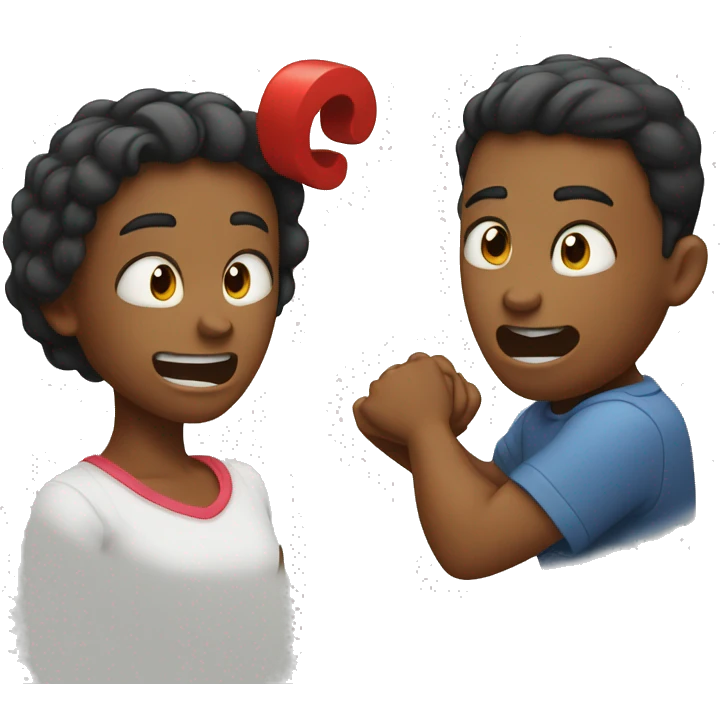 sister and brother fighting and one trying to split them up emoji