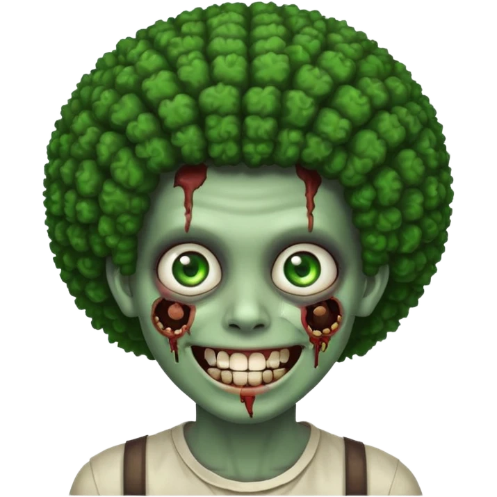 zombie with afro smiling with braces emoji