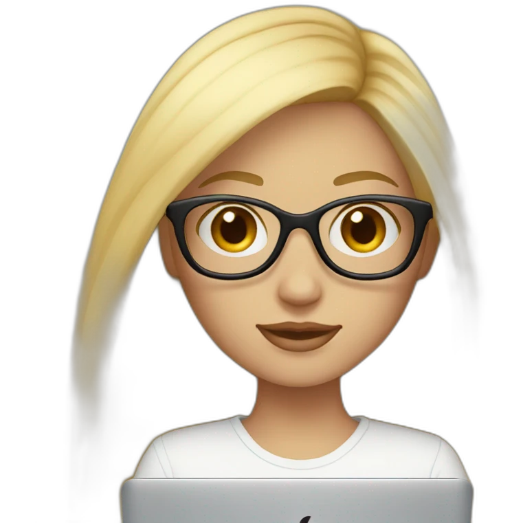 blonde-girl-long-hair-with-macbook-and-glasses emoji