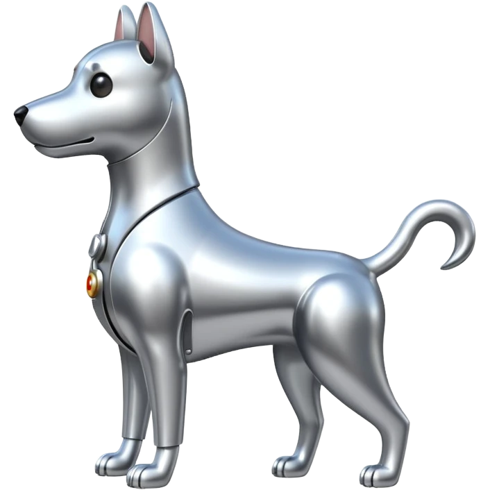 Robots Dog Bot – Mechanical dog with metal body, wagging tail emoji
