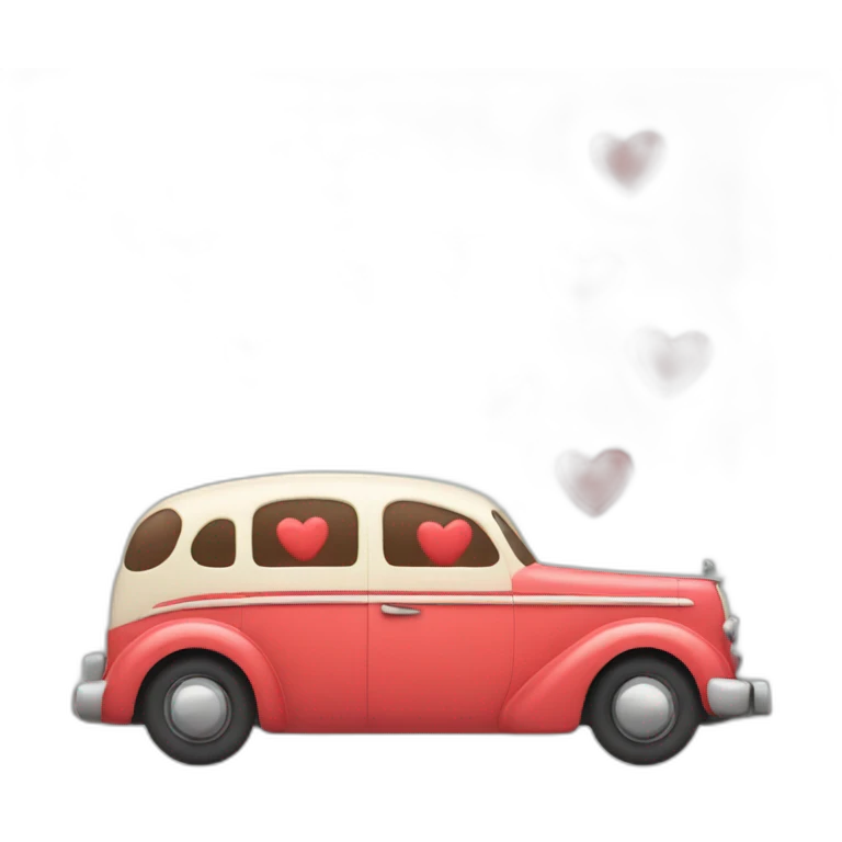 Sleeping car with hearts around the head emoji