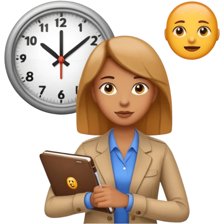 new emoji Be right back meeting time emoji female add clock and notebook emoji