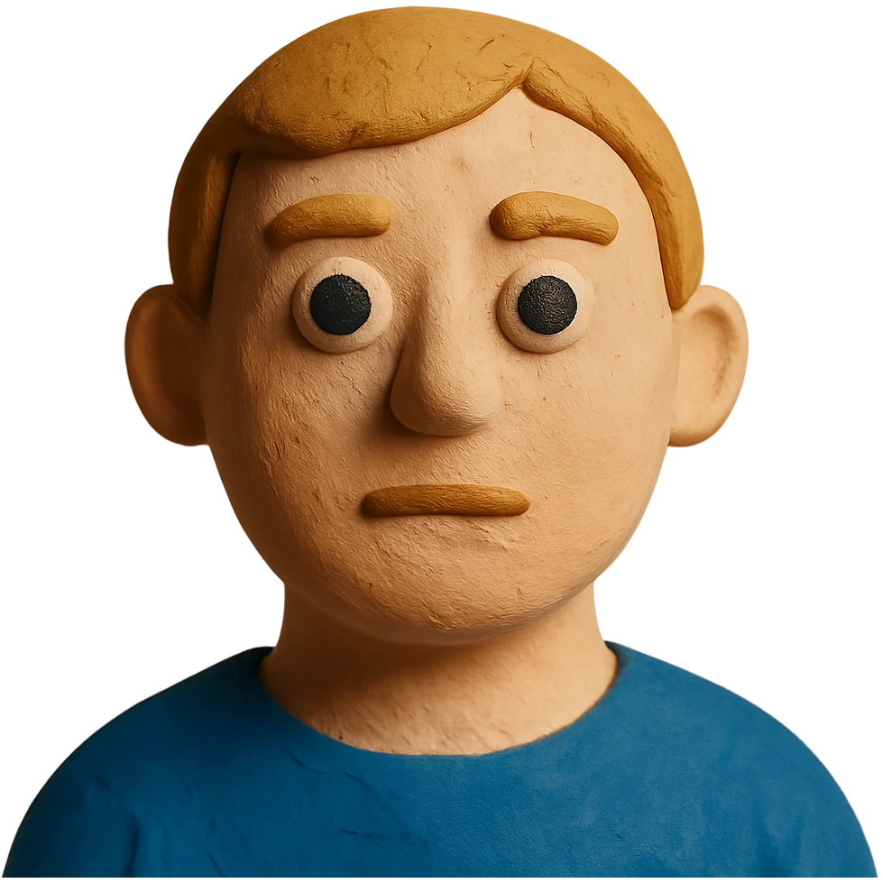 portrait emoji of a person with neutral expression in claymation style emoji