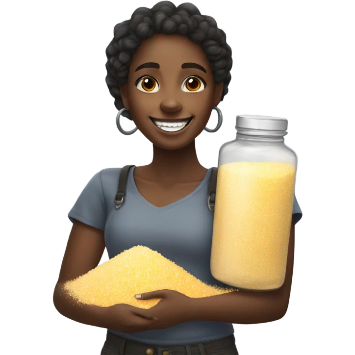 Happy black girl with a pile of salt emoji