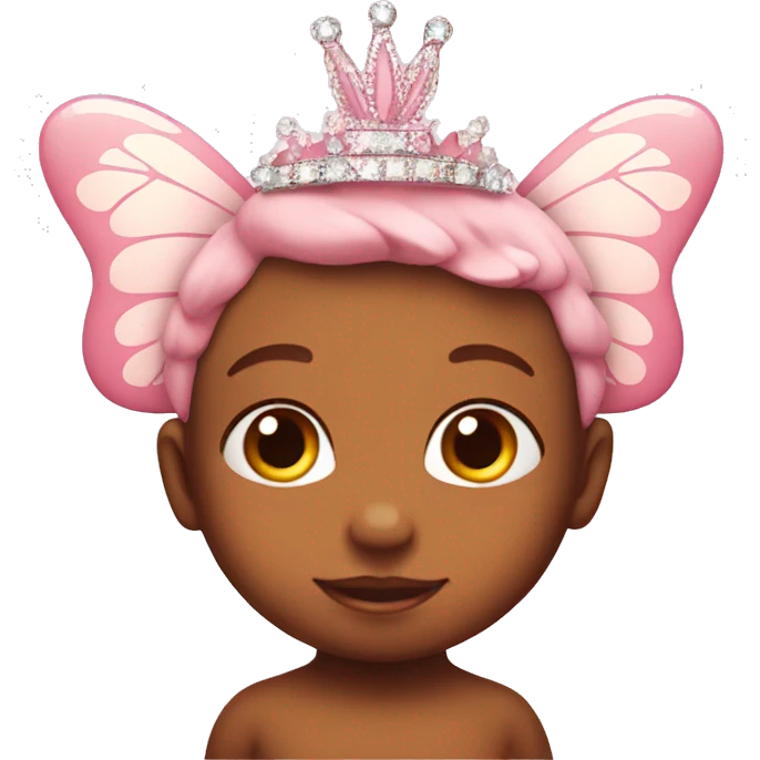 Baby pink butterfly wearing sparkling crown emoji