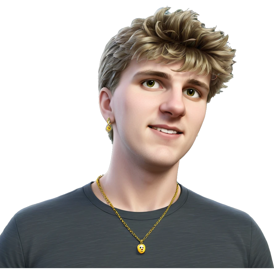 male portrait outdoors with jewelry emoji