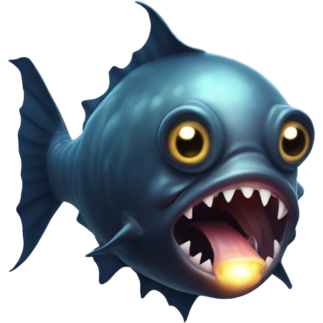 Anglerfish with glowing lure, sharp teeth, and big eyes. emoji