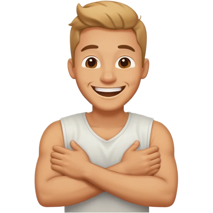 arms crossed holding neck laughing guy emoji