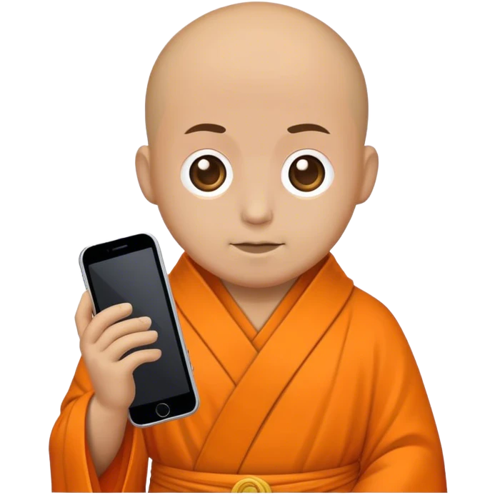 a mobile Phone in a monk orange robe emoji