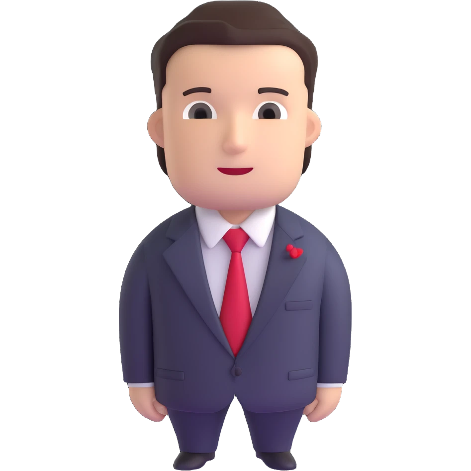 man wearing a suit with black horizontal stripes and a red tie emoji
