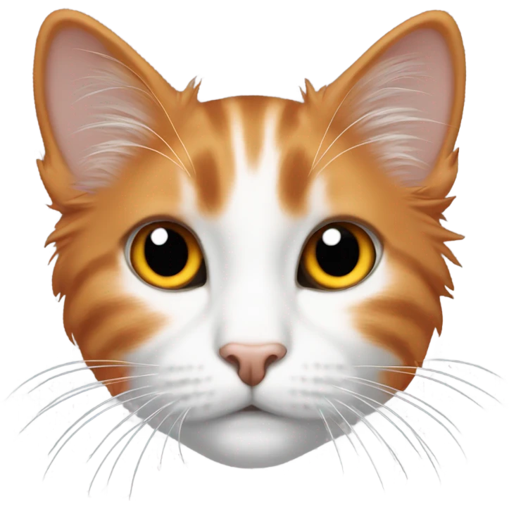 Cat black and white and Orange large hair  emoji
