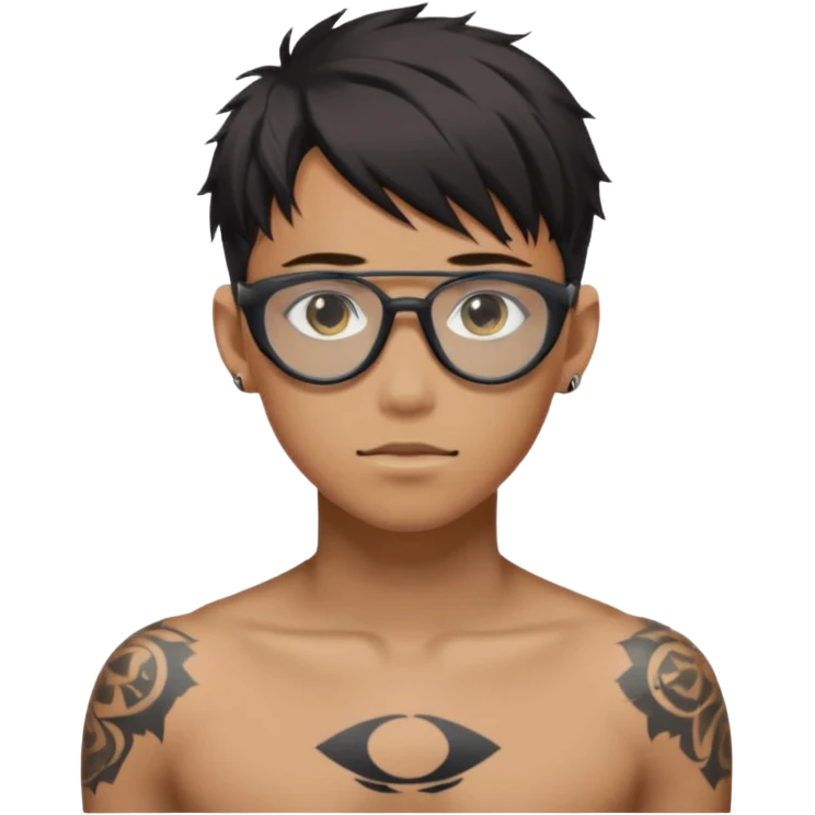 anime boy with tattoo in black oakley radar emoji