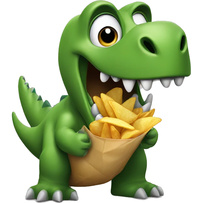 dinosaur eating chips  emoji