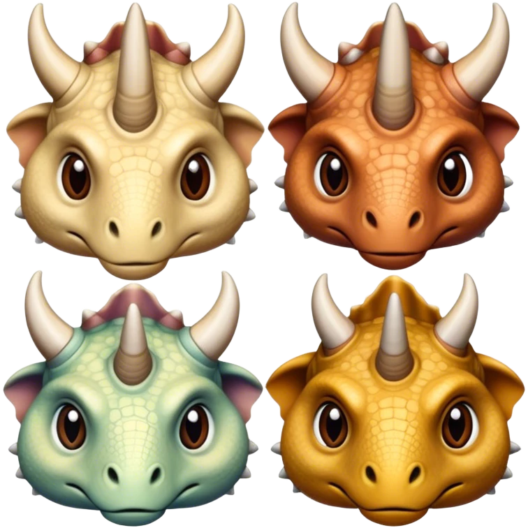 faces of different triceratops emoji