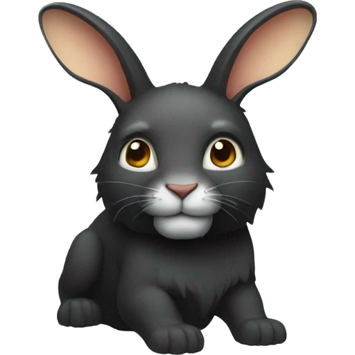 Lapin tête de lion noir emoji