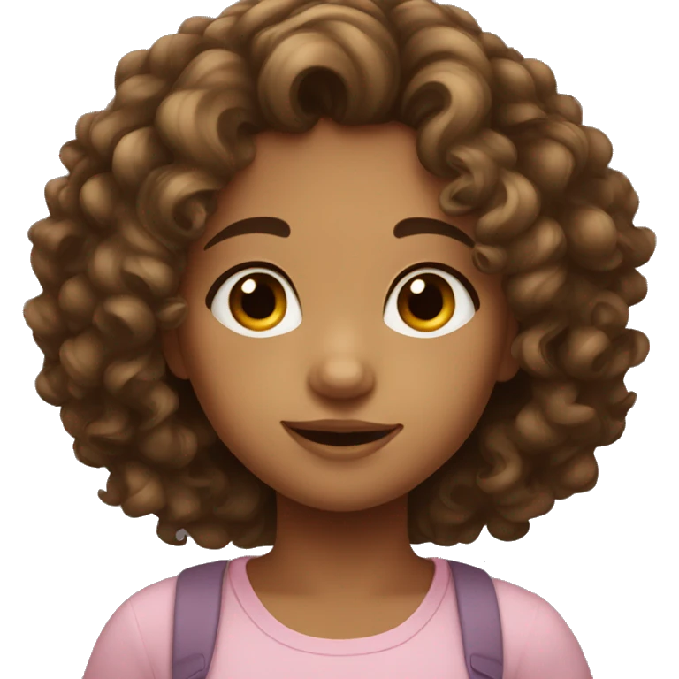 cute girl with curly brown hair emoji