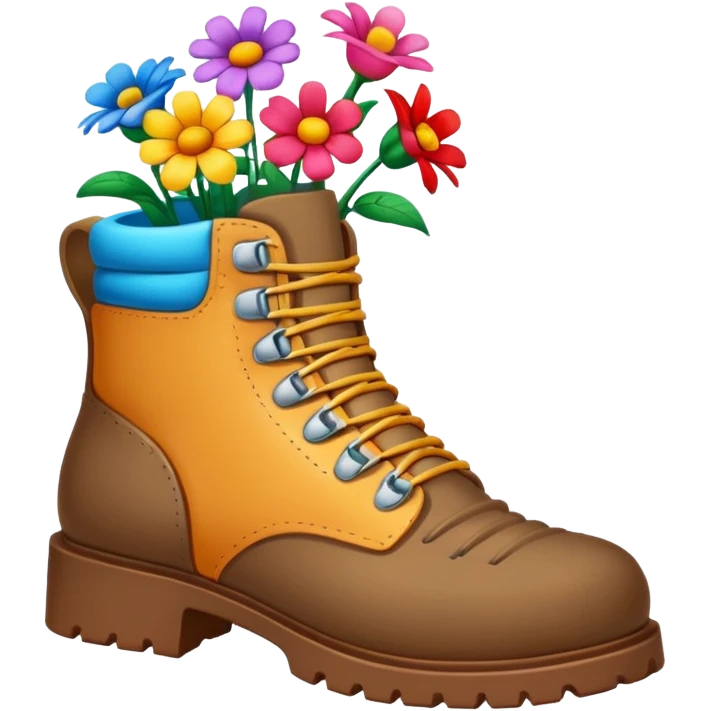 hiking boot with flowers emoji