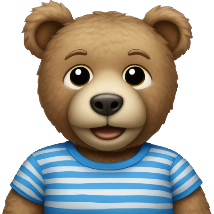 Teddy bear wearing blue stripy T-shirt emoji