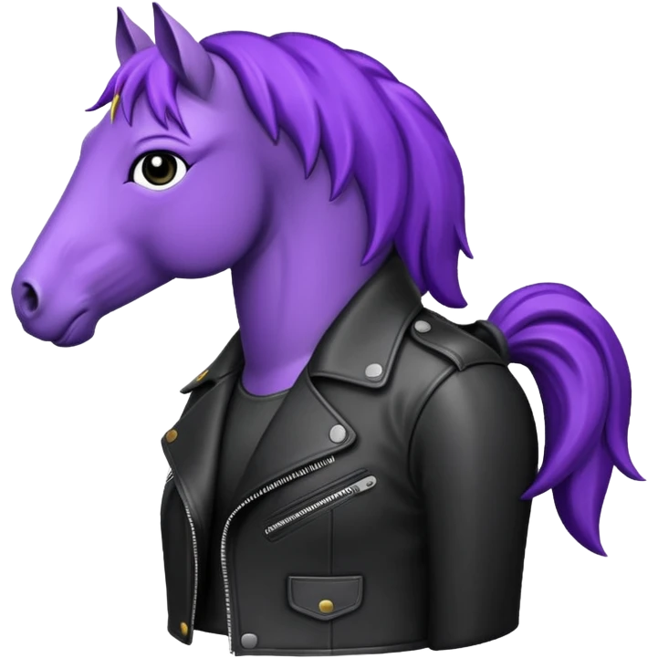 Purple horse wearing leather jacket
 emoji