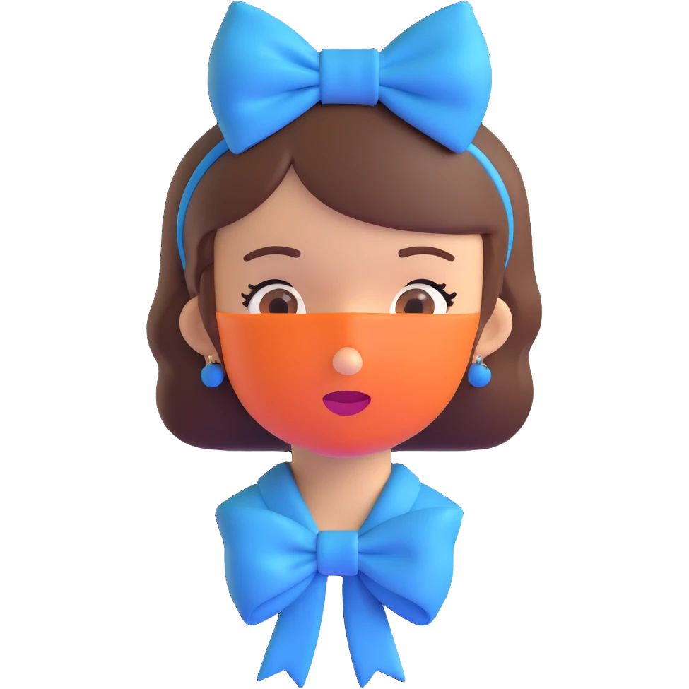 woman wearing a blue bow on her head emoji