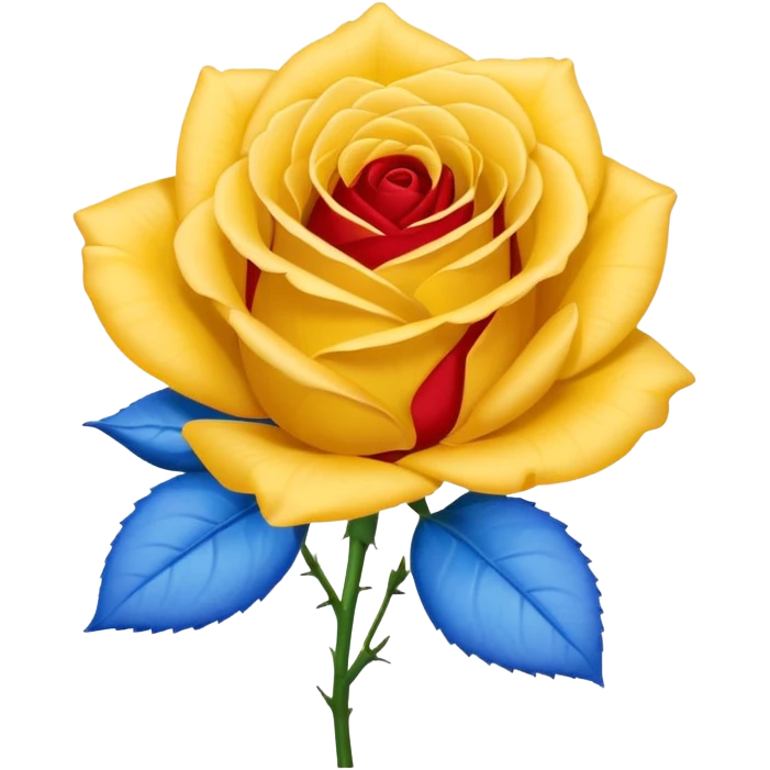 One Yellow 🌹 and one blue flower 🌹 on with red band  emoji