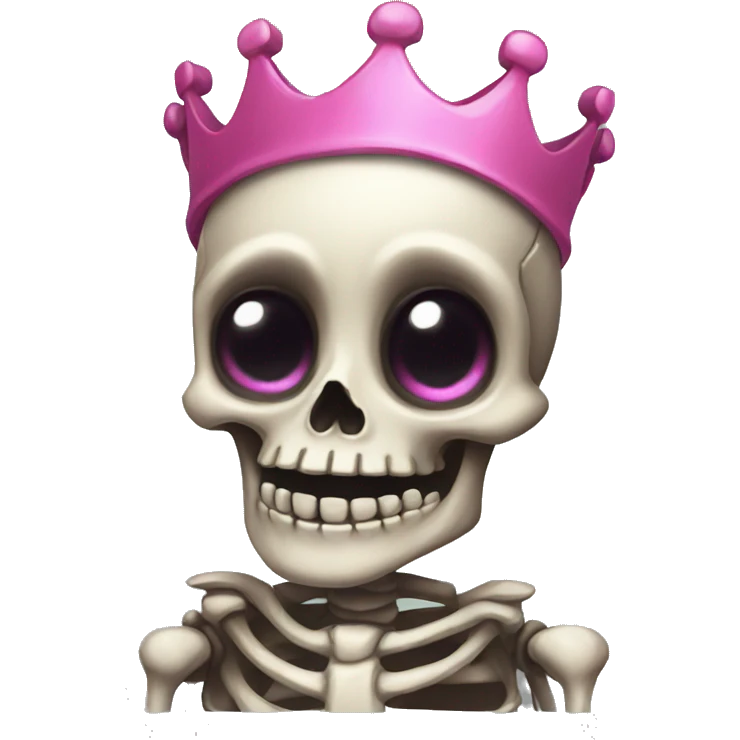 a cute SKELETON WITH A PINK CROWN emoji