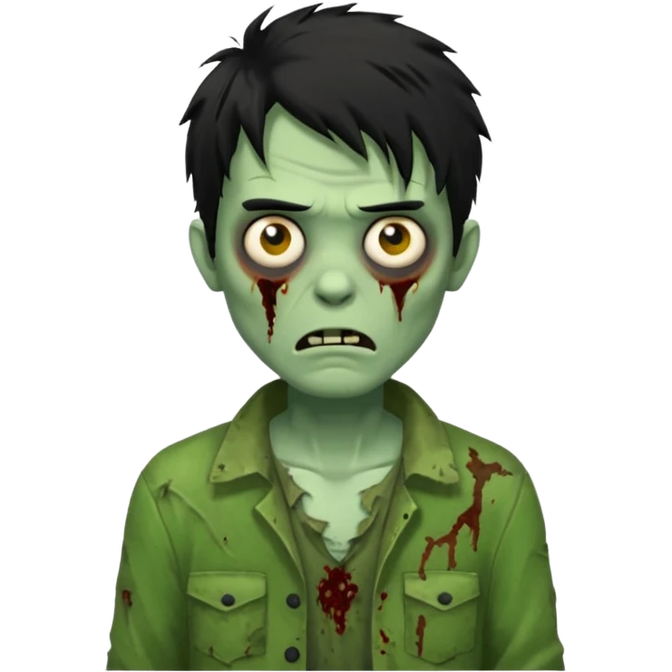 crie um emoji de zumbi homen de cabelo preto grande bagunçado assim🧟 emoji