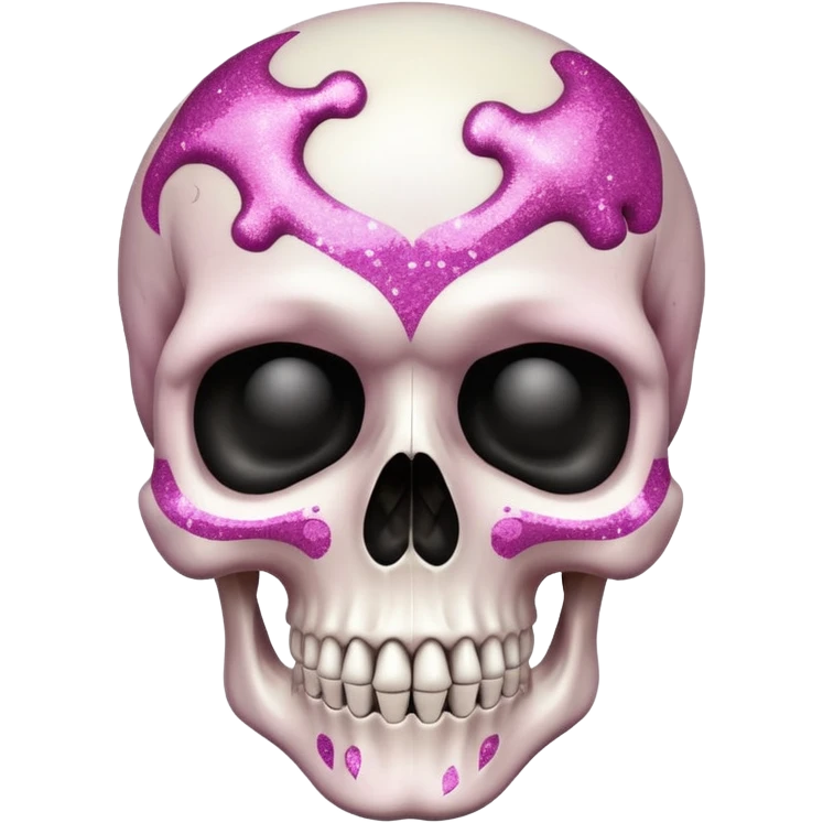Skull with soft pink details and glitter emoji
