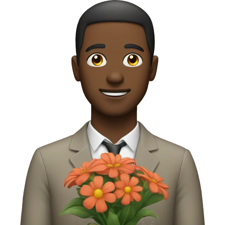 a man with a flowers emoji