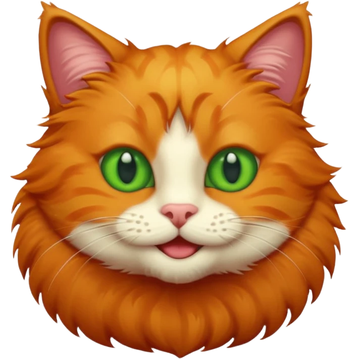 Нарисуй эмодзи для канала Юморкишас.Это веселый забавный рыжий кот с зелеными глазами emoji