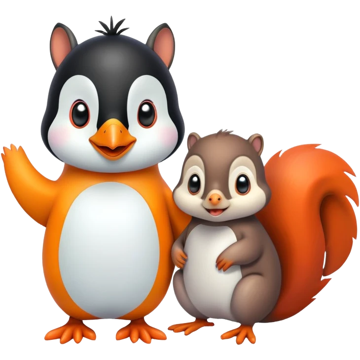 Penguin and squirrel emoji