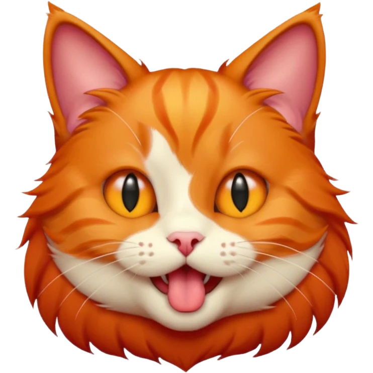 The red-haired cat shows his tongue emoji