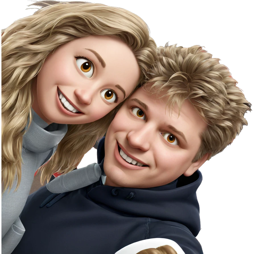 smiling girl and boy portrait emoji