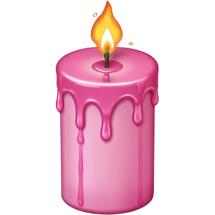 A drawing of a flaming pink candle that could be used at a romantic dinner table. The camera should be isometric at a 90-degree angle. emoji