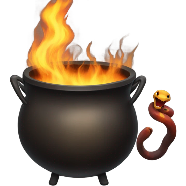 Cauldron with a fire snake that is inside emoji