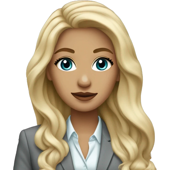 Blonde long hair Tiffany diamond seller in a grey suit emoji