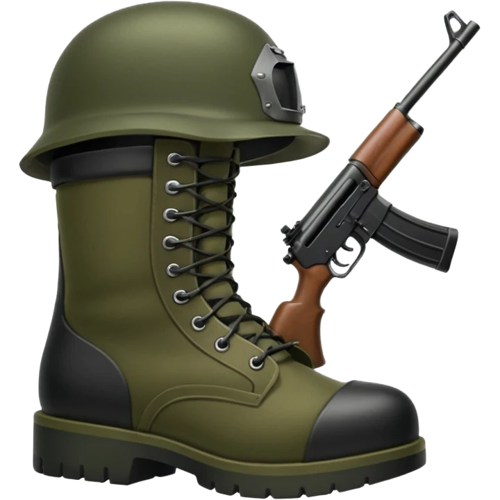 Military boots helmet rifle  emoji